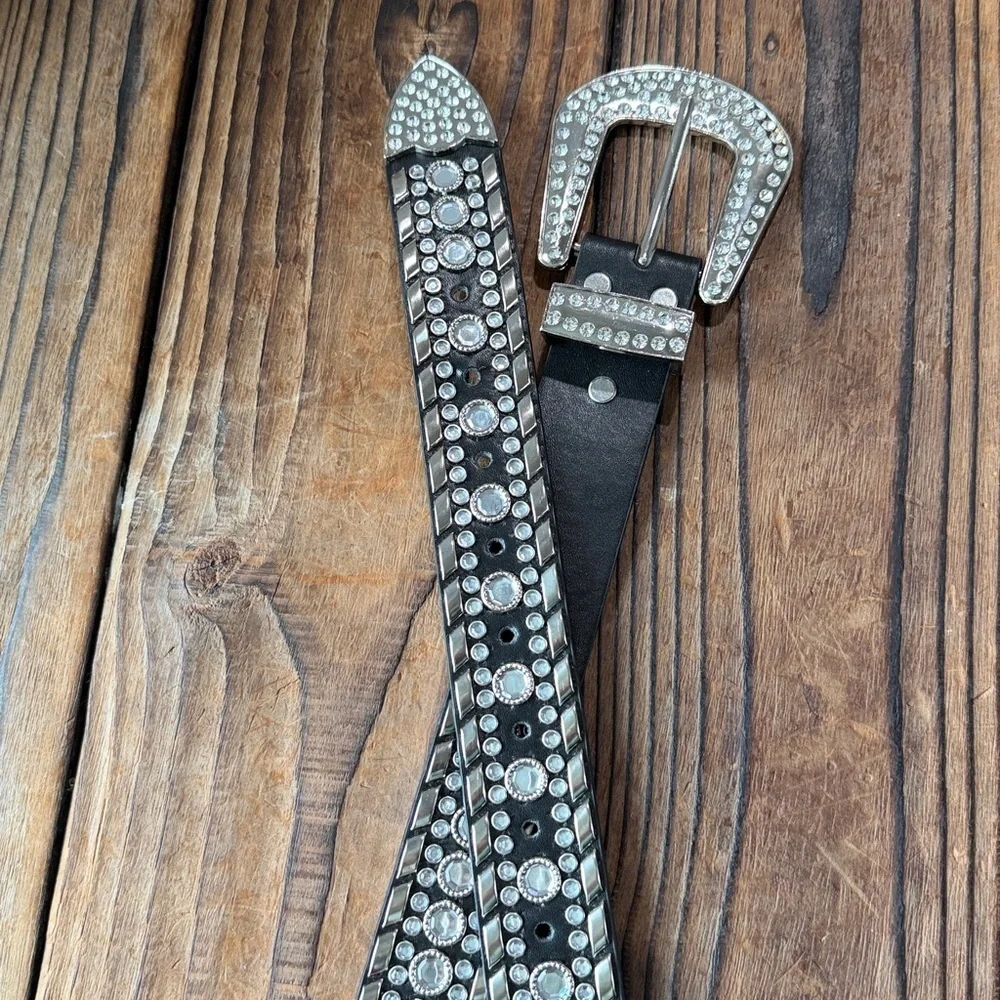 Elegant Black Western Style Rhinestone Belt XXL